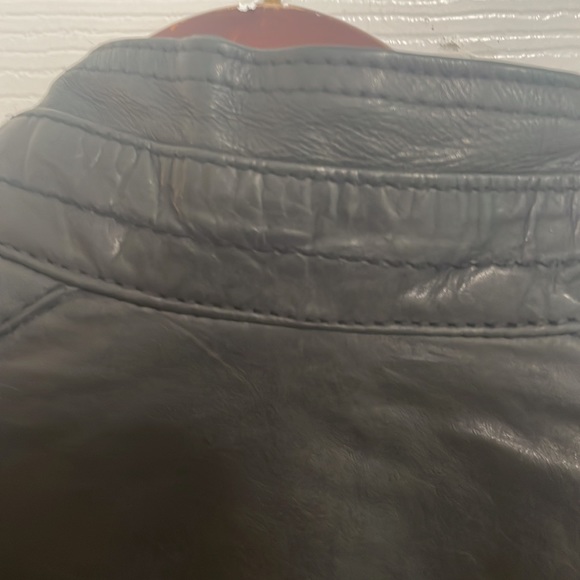 Andrew Marc : Black leather Moto jacket new without tags: stunning mint XL - Picture 7 of 8